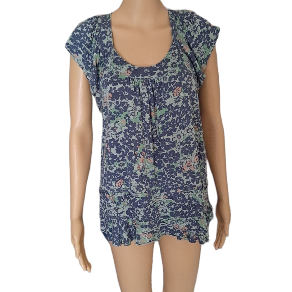 Marc by Marc Jacobs crew neck floral boho top with ruffles, small - Picture 2 of 4